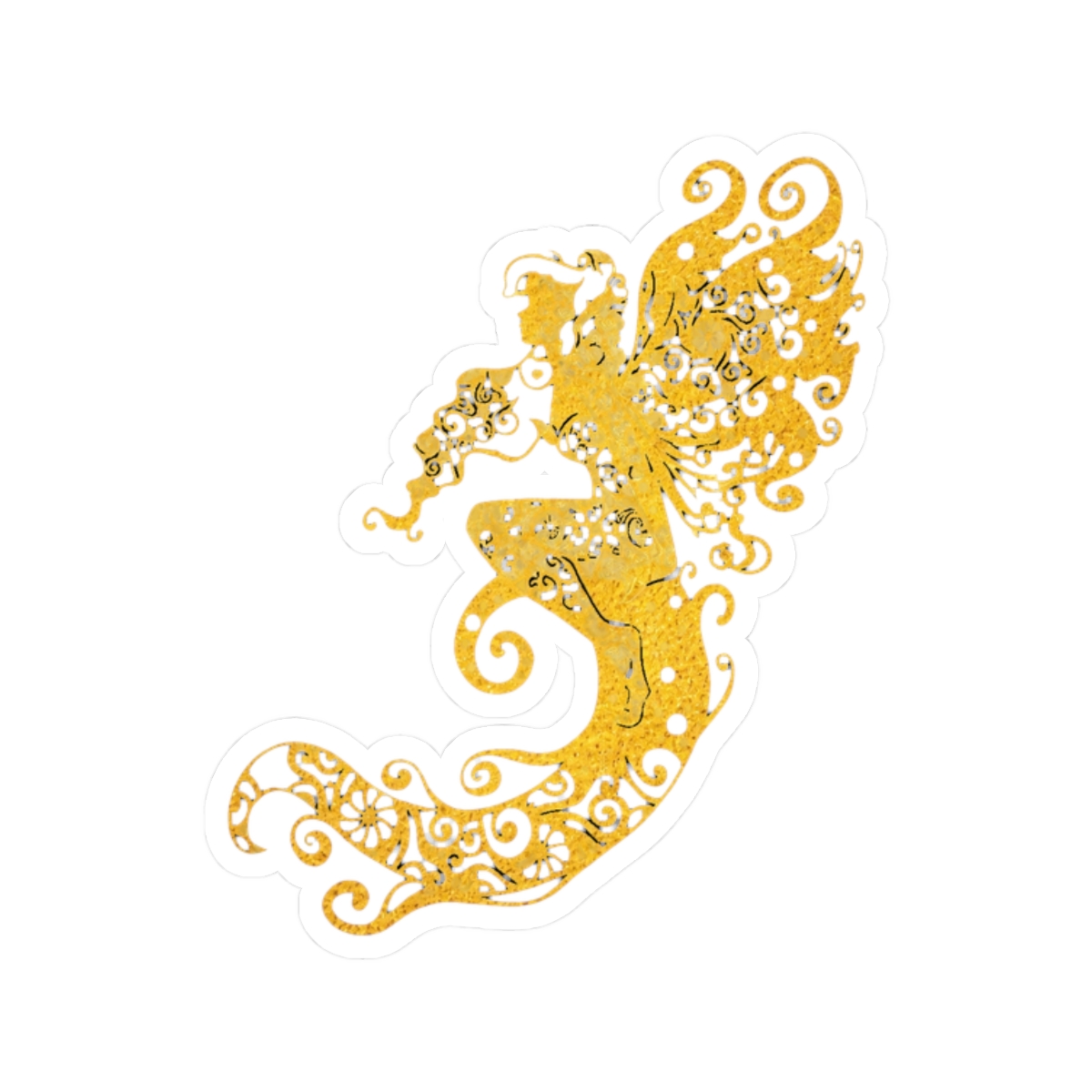 Fairy with Tail Kiss Gold Fairytale Fairytail Papercut Mandala Art | Fairy Tail - alternate angle 3, merchandise