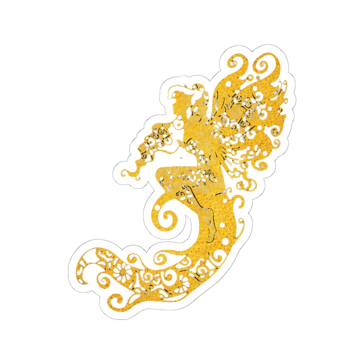 Fairy with Tail Kiss Gold Fairytale Fairytail Papercut Mandala Art | Fairy Tail - alternate angle 2, merchandise