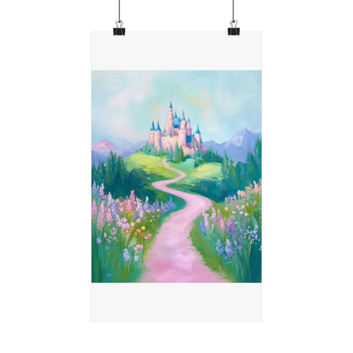 Fairytale Castle Poster: Pastel Fantasy Landscape Art Print for Nursery or Playroom | Fairy Tail - Official Posters & Wall Art merchandise