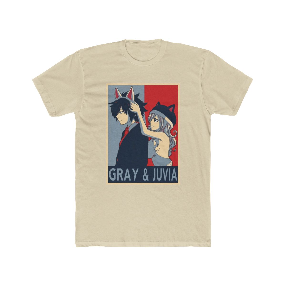 Fairy Tail Gray Fullbuster Juvia Lockser Anime Aesthetic Vaporwave Manga Otaku Heavy Cotton Tee - alternate angle 4, merchandise