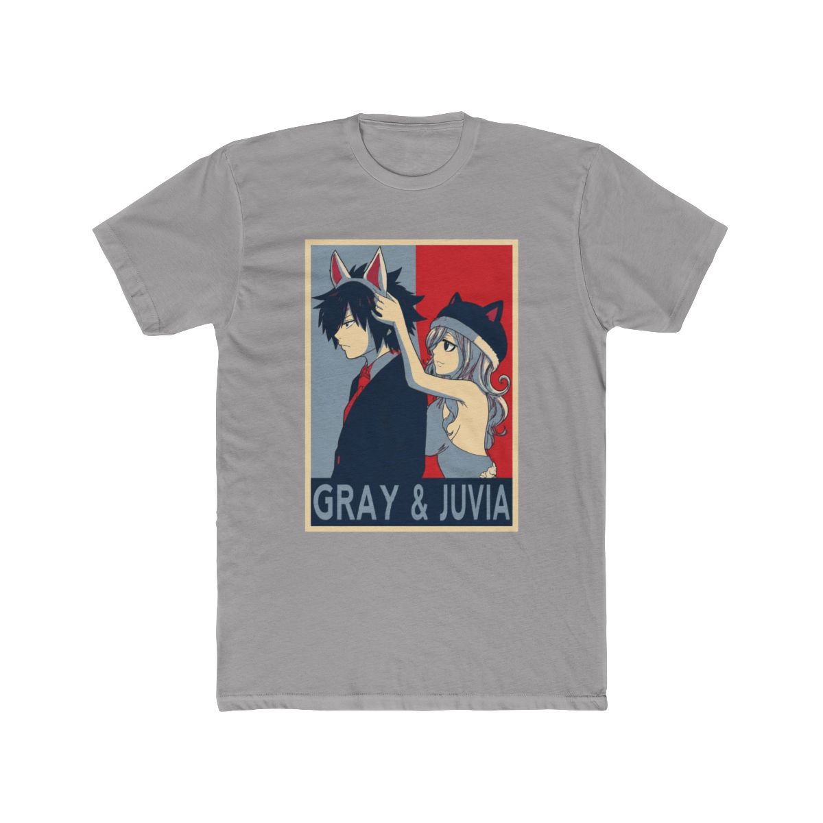 Fairy Tail Gray Fullbuster Juvia Lockser Anime Aesthetic Vaporwave Manga Otaku Heavy Cotton Tee - alternate angle 2, merchandise