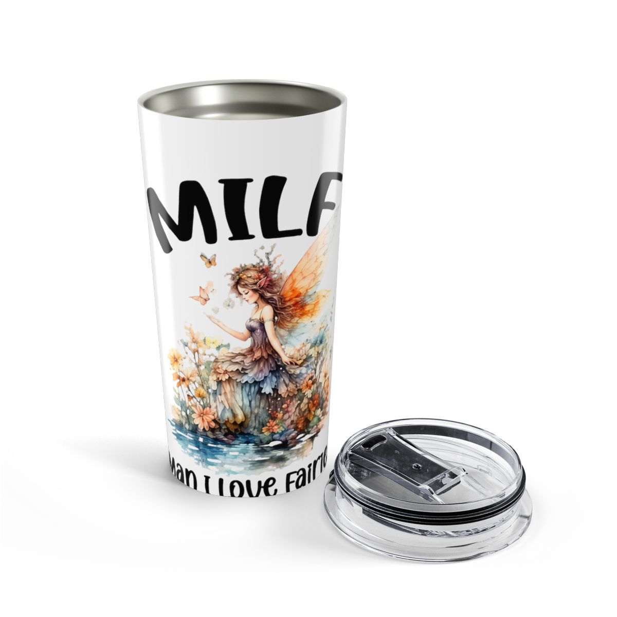 Milf Cup Man I Love Fairies Fairy Tail Mug 14oz Travel Mug, Gift For Faerie Nature Lover Fantasy Watercolor Sexy For Wife Girlfriend, Bookworm Reader - alternate angle 4, merchandise