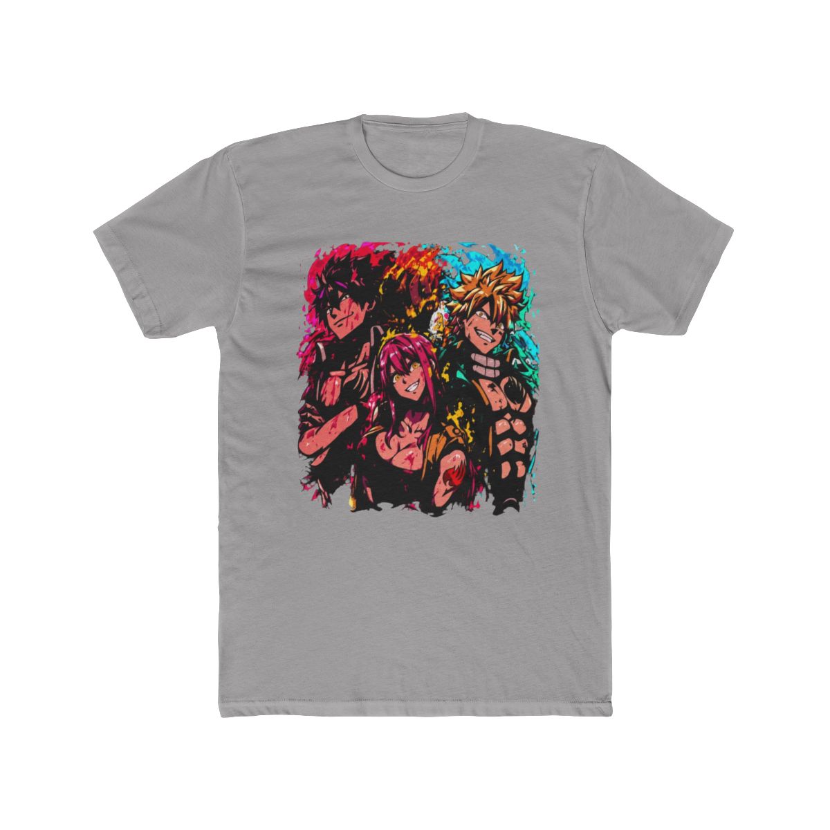 Fairy Tail Natsu Lucy Gray Splash T Shirt - alternate angle 2, merchandise