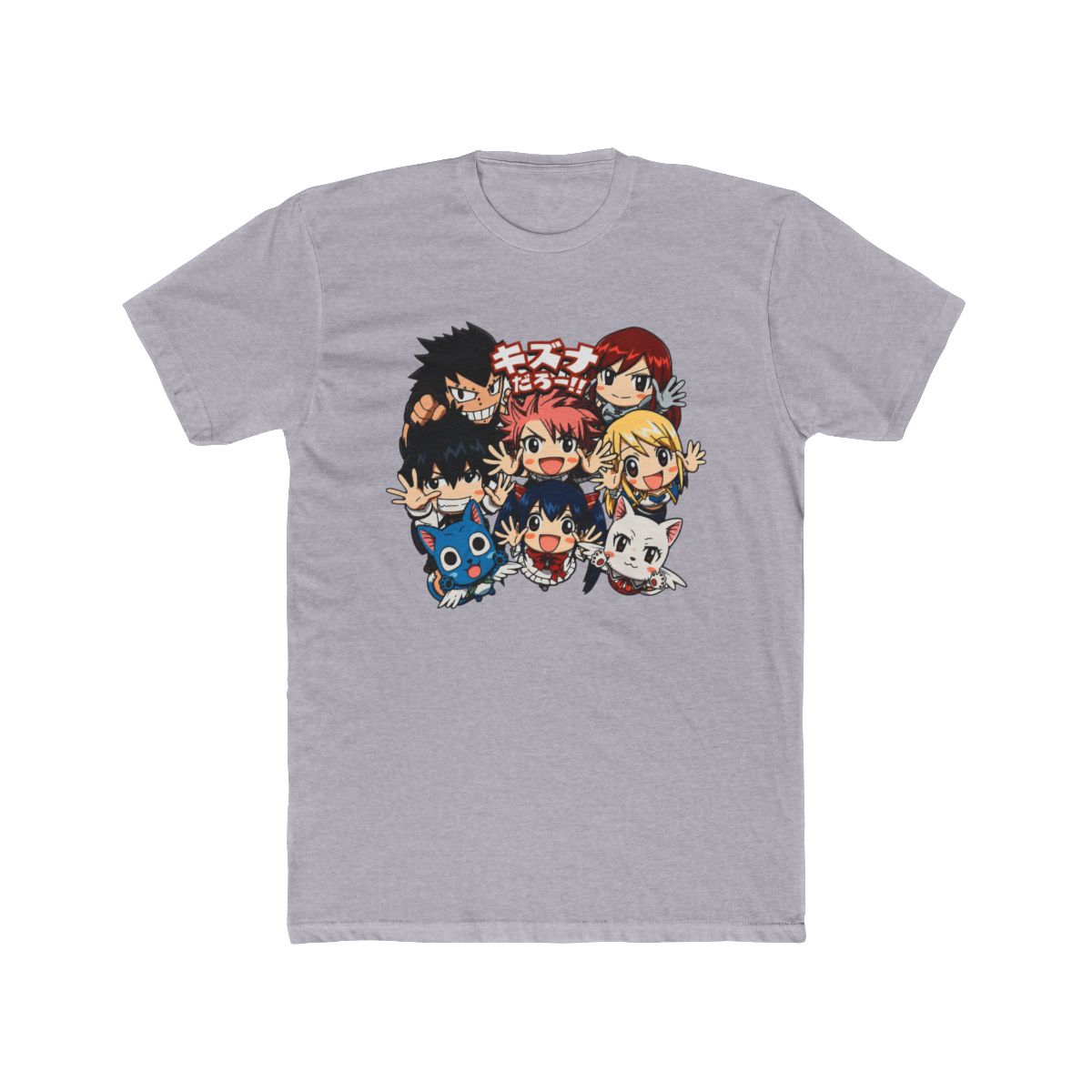 Fairy Tail Anime T Shirt White size Medium Chibi Happy Lucy Natsu Gray Erza